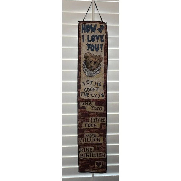 Boyds Bears How Do I Love You Tapestry Wall Hanging Decor Love Hearts 41” X 8”‎ - Picture 1 of 5